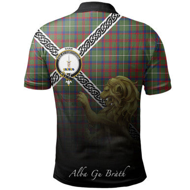 Scottish Shaw Green Modern Clan Crest Tartan Polo Shirt - Celtic with Scotland Lion Back Side Tartan Plaid