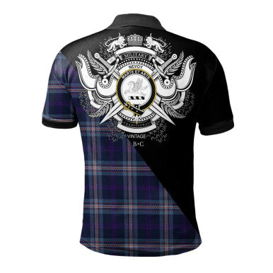 Scottish Meldrum Clan Crest Tartan Polo Shirt - Military Logo Back Side Tartan Plaid