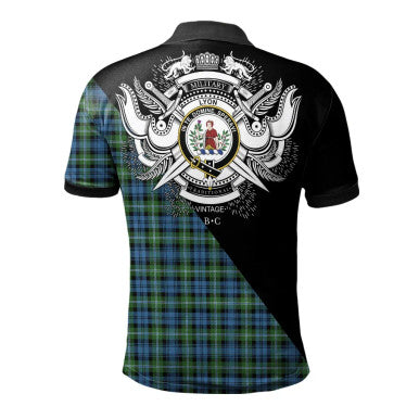 Scottish Melville Clan Crest Tartan Polo Shirt - Military Logo Back Side Tartan Plaid