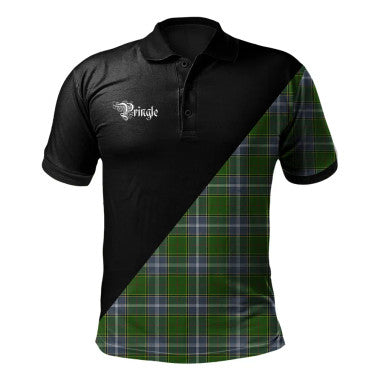 Scottish Montgomery Modern Clan Crest Tartan Polo Shirt - Military Logo Front Side Tartan Plaid