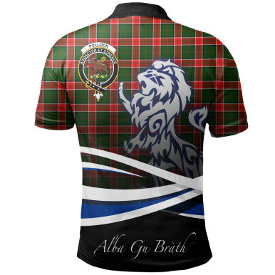 Scottish Pollock Modern Clan Crest Tartan Polo Shirt - Scotland Lion Back Side Tartan Plaid