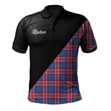 Scottish Muir Clan Crest Tartan Polo Shirt - Military Logo Front Side Tartan Plaid