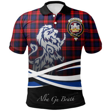 Scottish MacLachlan Modern Clan Crest Tartan Polo Shirt - Scotland Lion Front Side Tartan Plaid