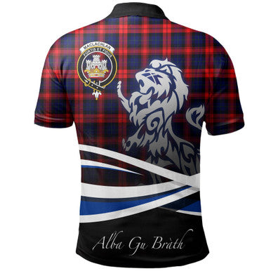 Scottish MacLachlan Modern Clan Crest Tartan Polo Shirt - Scotland Lion Back Side Tartan Plaid