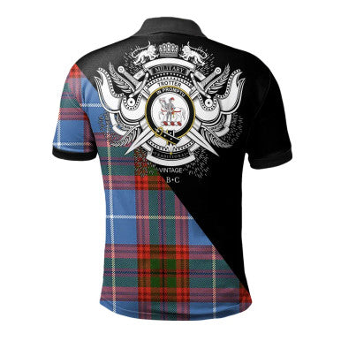 Scottish Mow Clan Crest Tartan Polo Shirt - Military Logo Back Side Tartan Plaid