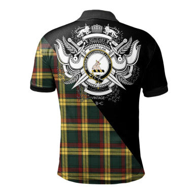 Scottish Nairn Clan Crest Tartan Polo Shirt - Military Logo Back Side Tartan Plaid