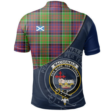 Scottish MacDonald of Clanranald Clan Crest Tartan Polo Shirt - Bend Style Back Side Tartan Plaid
