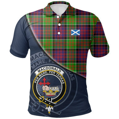 Scottish MacDonald of Clanranald Clan Crest Tartan Polo Shirt - Bend Style Front Side Tartan Plaid