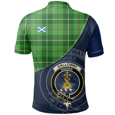 Scottish Galloway District Clan Crest Tartan Polo Shirt - Bend Style Back Side Tartan Plaid