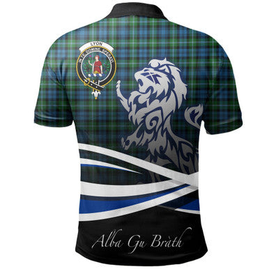 Scottish Lyon Clan Crest Tartan Polo Shirt - Scotland Lion Back Side Tartan Plaid