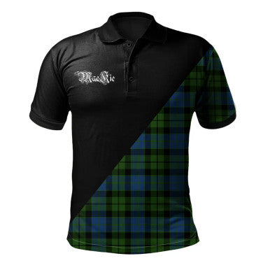 Scottish Napier Modern Clan Crest Tartan Polo Shirt - Military Logo Front Side Tartan Plaid