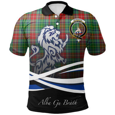Scottish Muirhead Clan Crest Tartan Polo Shirt - Scotland Lion Front Side Tartan Plaid