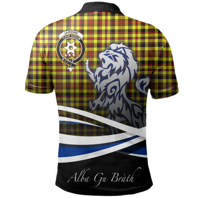 Scottish Jardine Clan Crest Tartan Polo Shirt - Scotland Lion Back Side Tartan Plaid