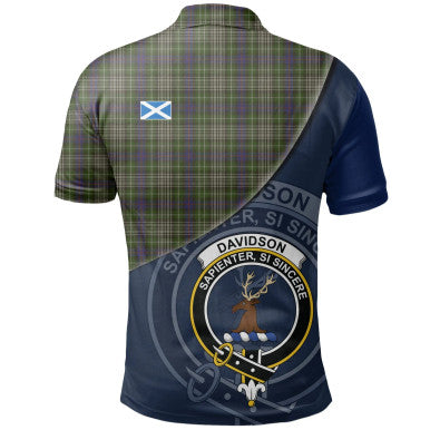 Scottish Davidson Tulloch Dress Clan Crest Tartan Polo Shirt - Bend Style Back Side Tartan Plaid