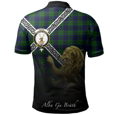 Scottish Keith Modern Clan Crest Tartan Polo Shirt - Celtic with Scotland Lion Back Side Tartan Plaid