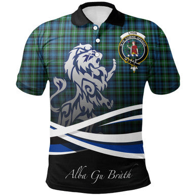 Scottish Lyon Clan Crest Tartan Polo Shirt - Scotland Lion Front Side Tartan Plaid