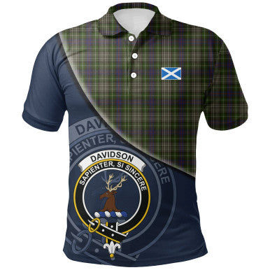 Scottish Davidson Tulloch Dress Clan Crest Tartan Polo Shirt - Bend Style Front Side Tartan Plaid