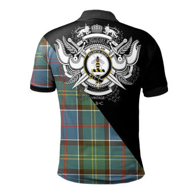 Scottish Nesbitt Modern Clan Crest Tartan Polo Shirt - Military Logo Back Side Tartan Plaid