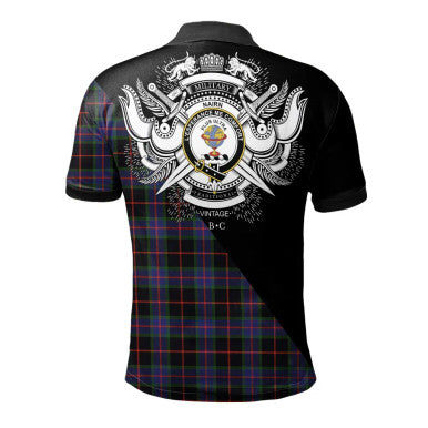 Scottish Newton Clan Crest Tartan Polo Shirt - Military Logo Back Side Tartan Plaid
