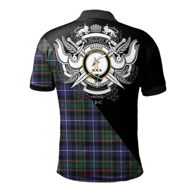 Scottish Norvel Clan Crest Tartan Polo Shirt - Military Logo Back Side Tartan Plaid