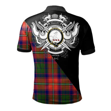 Scottish Nevoy Clan Crest Tartan Polo Shirt - Military Logo Back Side Tartan Plaid