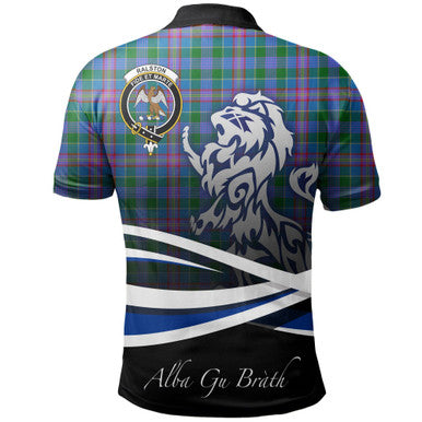 Scottish Ralston Clan Crest Tartan Polo Shirt - Scotland Lion Back Side Tartan Plaid