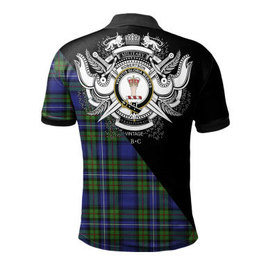Scottish Nicolson Modern Clan Crest Tartan Polo Shirt - Military Logo Back Side Tartan Plaid