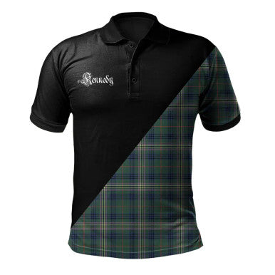 Scottish Ochterlony Clan Crest Tartan Polo Shirt - Military Logo Front Side Tartan Plaid