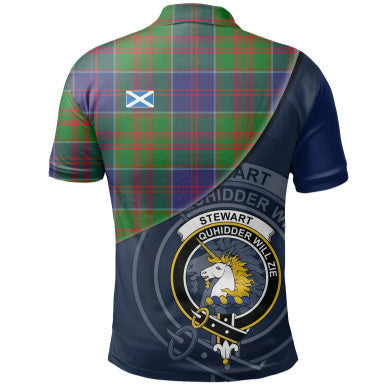 Scottish Stewart of Appin Hunting Modern Clan Crest Tartan Polo Shirt - Bend Style Back Side Tartan Plaid