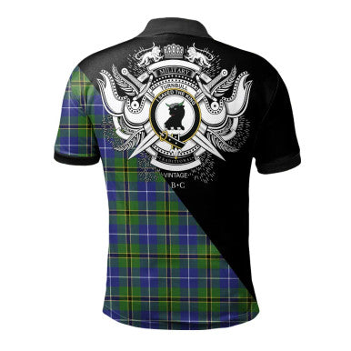 Scottish Ogilvie Clan Crest Tartan Polo Shirt - Military Logo Back Side Tartan Plaid