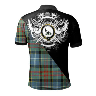 Scottish Pennycook Clan Crest Tartan Polo Shirt - Military Logo Back Side Tartan Plaid
