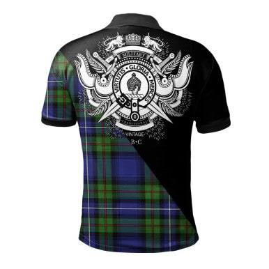 Scottish Oliphant Modern Clan Crest Tartan Polo Shirt - Military Logo Back Side Tartan Plaid