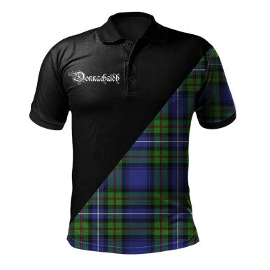 Scottish Oliphant Modern Clan Crest Tartan Polo Shirt - Military Logo Front Side Tartan Plaid