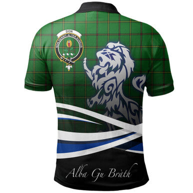 Scottish Don (Tribe-of-Mar) Clan Crest Tartan Polo Shirt - Scotland Lion Back Side Tartan Plaid
