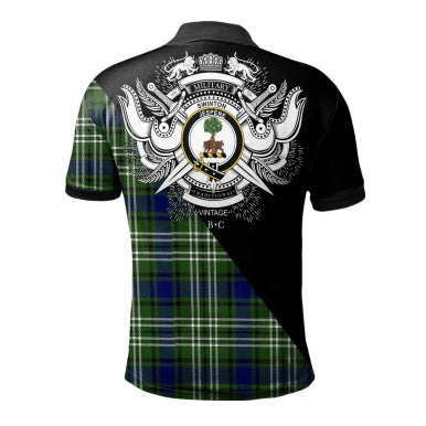 Scottish Pitcairn Hunting Clan Crest Tartan Polo Shirt - Military Logo Back Side Tartan Plaid