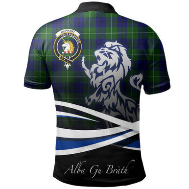 Scottish Oliphant Modern Clan Crest Tartan Polo Shirt - Scotland Lion Back Side Tartan Plaid