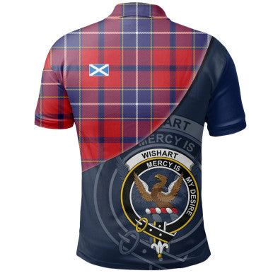 Scottish Wishart Dress Clan Crest Tartan Polo Shirt - Bend Style Back Side Tartan Plaid
