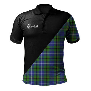 Scottish Ogilvie Clan Crest Tartan Polo Shirt - Military Logo Front Side Tartan Plaid