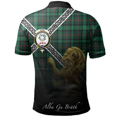 Scottish Ross Hunting Modern Clan Crest Tartan Polo Shirt - Celtic with Scotland Lion Back Side Tartan Plaid