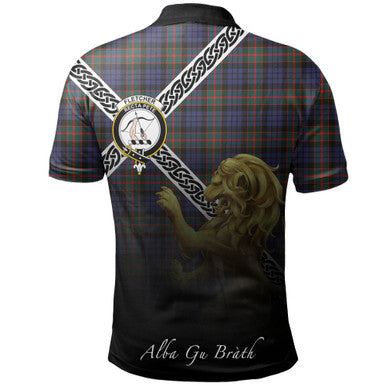 Scottish Fletcher of Dunans Clan Crest Tartan Polo Shirt - Celtic with Scotland Lion Back Side Tartan Plaid