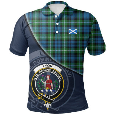 Scottish Lyon Clan Crest Tartan Polo Shirt - Bend Style Front Side Tartan Plaid