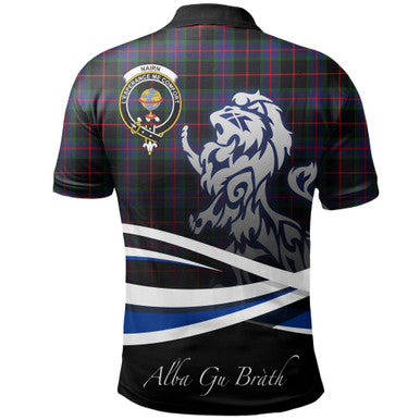 Scottish Nairn Clan Crest Tartan Polo Shirt - Scotland Lion Back Side Tartan Plaid