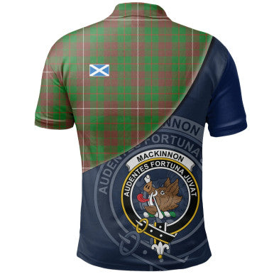 Scottish MacKinnon Hunting Modern Clan Crest Tartan Polo Shirt - Bend Style Back Side Tartan Plaid