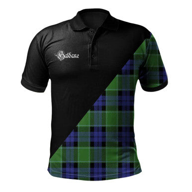 Scottish Ramsay Modern Clan Crest Tartan Polo Shirt - Military Logo Front Side Tartan Plaid