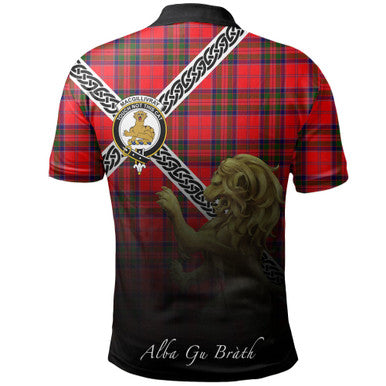 Scottish MacGillivray Modern Clan Crest Tartan Polo Shirt - Celtic with Scotland Lion Back Side Tartan Plaid