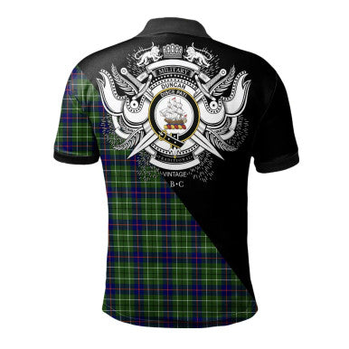 Scottish Roberton Clan Crest Tartan Polo Shirt - Military Logo Back Side Tartan Plaid