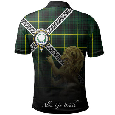 Scottish MacArthur Modern Clan Crest Tartan Polo Shirt - Celtic with Scotland Lion Back Side Tartan Plaid