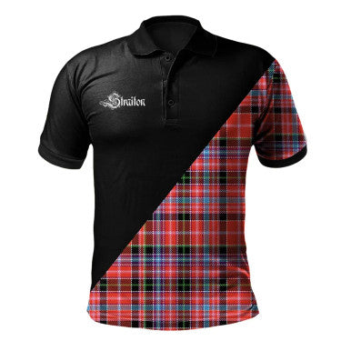 Scottish Rollo Modern Clan Crest Tartan Polo Shirt - Military Logo Front Side Tartan Plaid