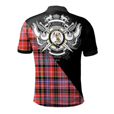 Scottish Rollo Modern Clan Crest Tartan Polo Shirt - Military Logo Back Side Tartan Plaid