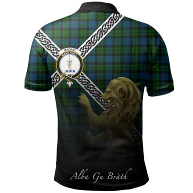 Scottish MacKay Modern Clan Crest Tartan Polo Shirt - Celtic with Scotland Lion Back Side Tartan Plaid